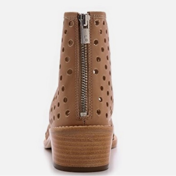 LOEFFLER RANDALL Lone Leather Open Toe Boot Bootie Neutral Back Zip Bohemian 7.5 - Picture 6 of 13